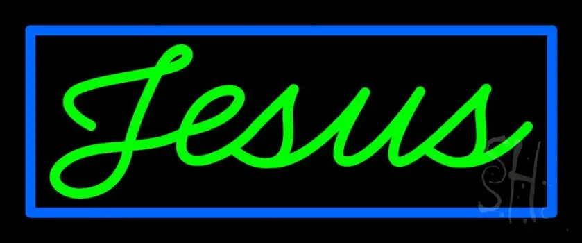 Cursive Jesus With Border Neon Sign