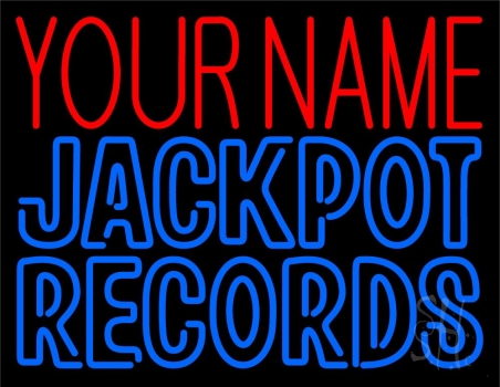 Custom Blue Jackpot Records Block Neon Sign