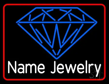 Custom Blue Jewelry Red Border Neon Sign