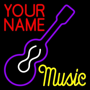 Custom Music Yellow Guitar Purple Neon Sign