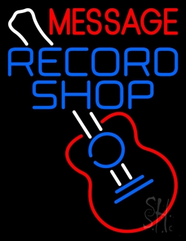 Custom Record Shop Blue With Logo Neon Sign