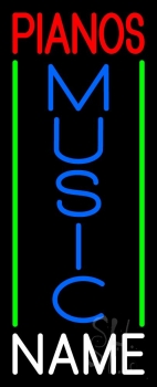 Custom Red Pianos Blue Music Green Line Neon Sign