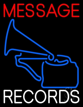 Custom White Records Block With Logo Neon Sign
