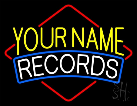 Custom White Records 3 Neon Sign