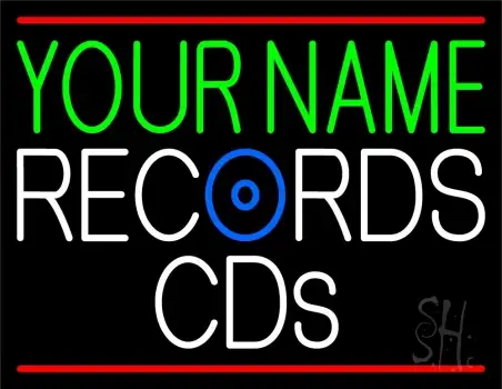 Custom White Records Cds Neon Sign