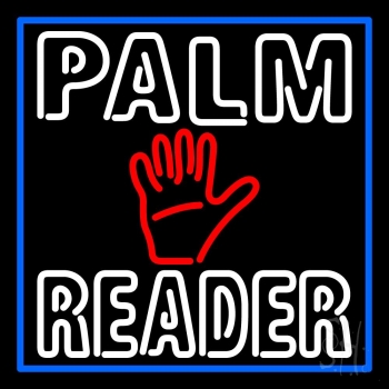 Double Stroke Palm Reader With Blue Border Neon Sign