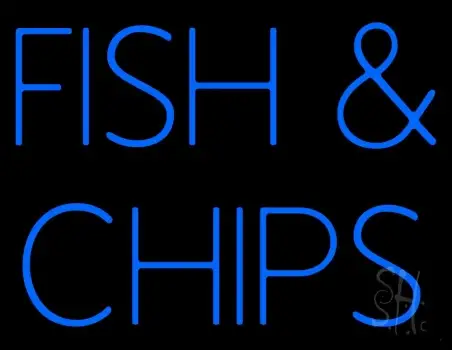 Blue Fish And Chips Neon Sign