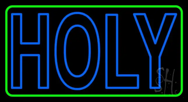 Green Holy With Border Neon Sign