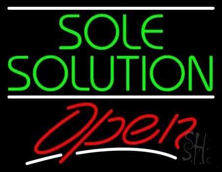 Green Sole Solution Open Neon Sign