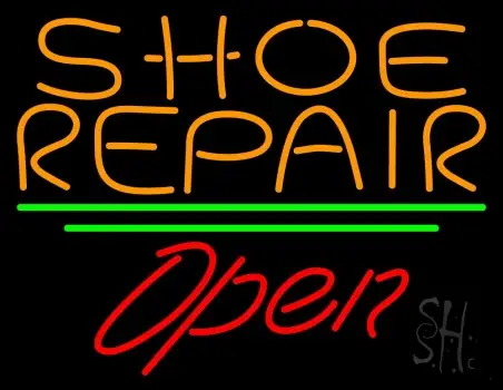Orange Shoe Repair Open Neon Sign