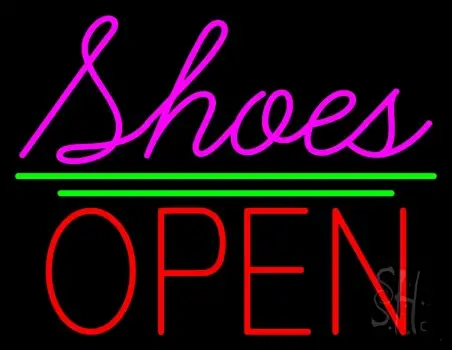 Pink Cursive Shoes Open Neon Sign