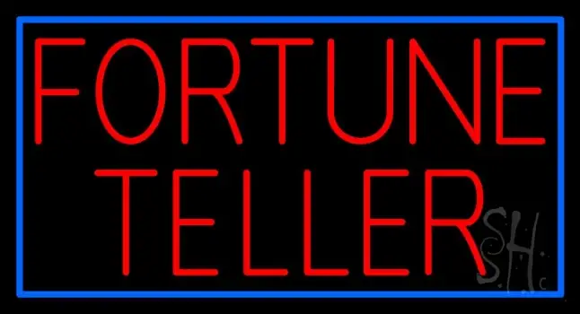Red Fortune Teller Blue Border Neon Sign