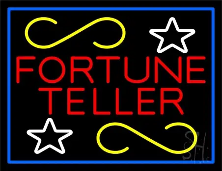 Red Fortune Teller With Blue Border Neon Sign