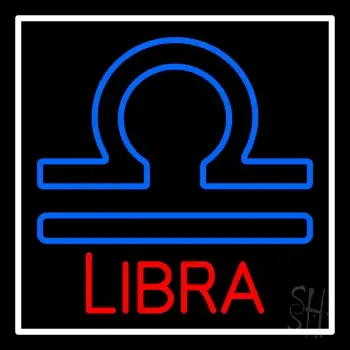 Red Libra Blue Zodiac White Border Neon Sign