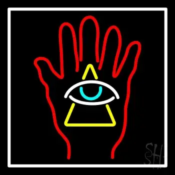 Red Palm With Eye Pyramid Neon Sign