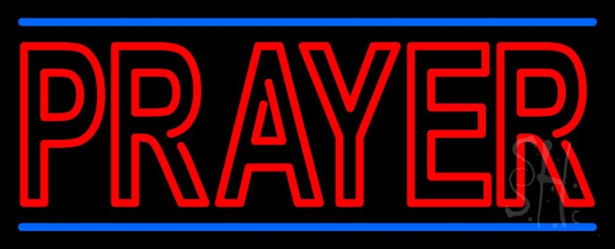 Red Prayer With Line Neon Sign