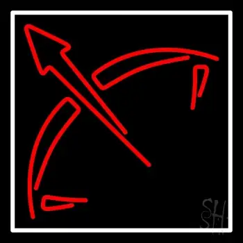 Red Sagittarius Logo White Border Neon Sign