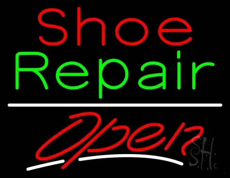 Red Shoe Green Repair Open Neon Sign