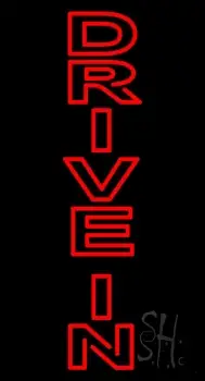 Vertical Double Stroke Drive In Neon Sign