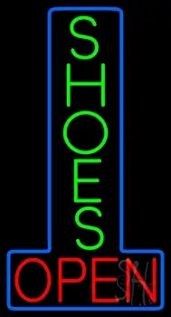 Vertical Green Shoes Open Neon Sign