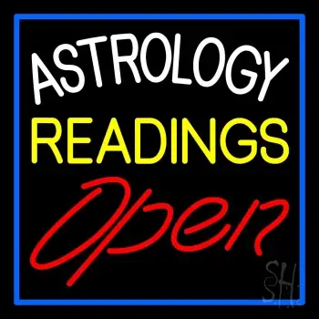 White Astrology Yellow Readings Red Open And Blue Border Neon Sign