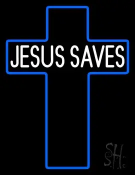 White Jesus Saves Neon Sign