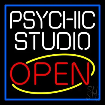 White Psychic Studio Red Open Blue Border Neon Sign