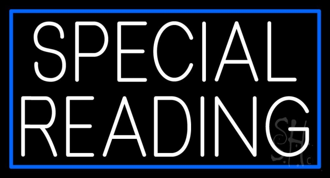 White Special Reading Blue Border Neon Sign