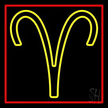 Yellow Aries Red Border Neon Sign