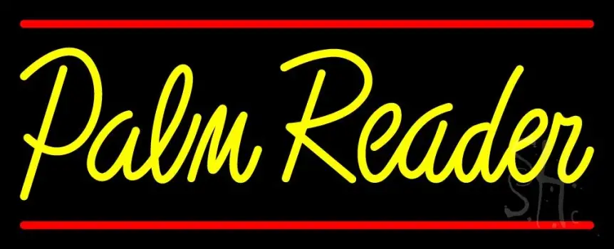 Yellow Palm Reader Red Line Neon Sign