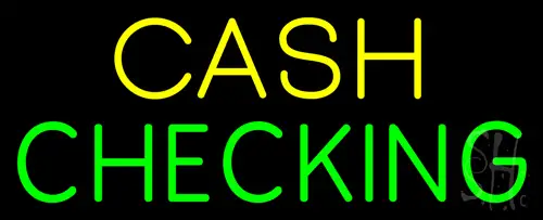 Yellow Cash Green Checking Neon Sign