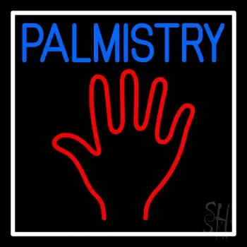 Blue Palmistry White Border Neon Sign