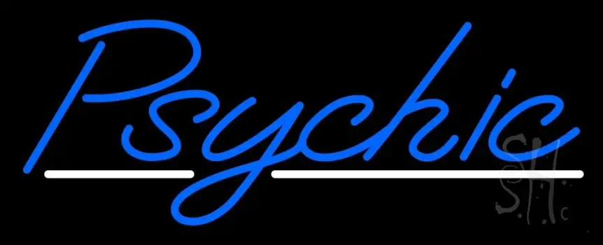 Blue Psychic White Line Neon Sign