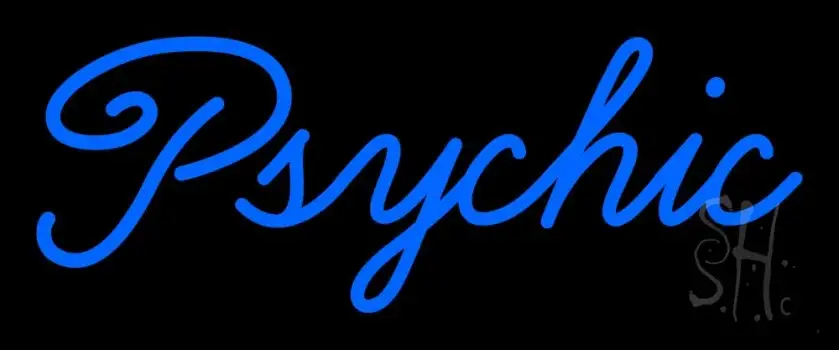 Cursive Blue Psychic Neon Sign