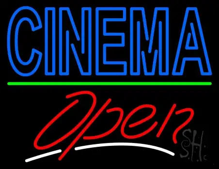 Double Stroke Cinema Open Neon Sign