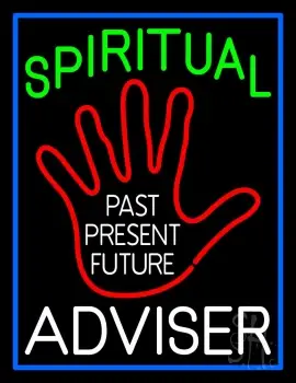 Green Spritual White Advisor With Red Palm Neon Sign