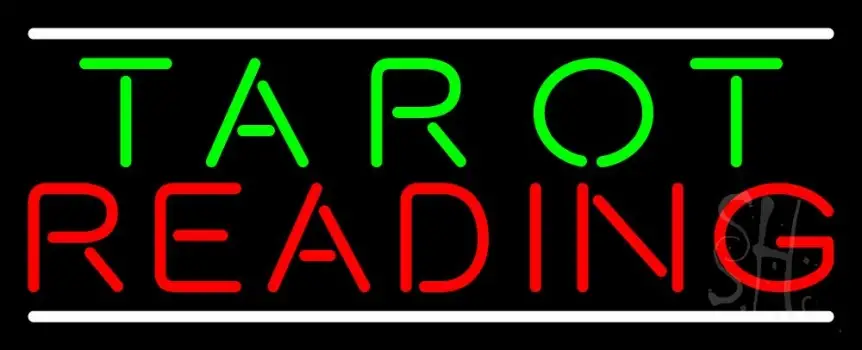 Green Tarot Red Reading And White Line Neon Sign
