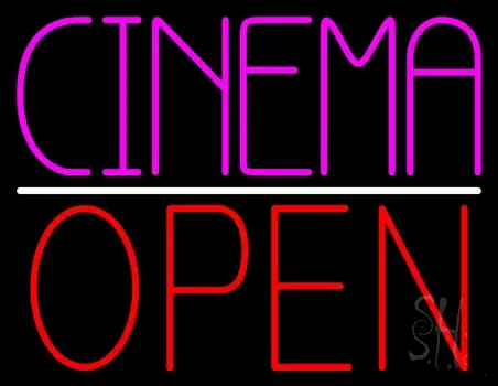 Pink Cinema Open Neon Sign
