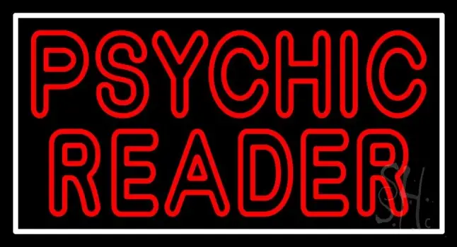 Red Double Stroke Psychic Reader White Border Neon Sign