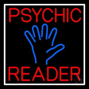 Red Psychic Reader Blue Palm With White Border Neon Sign