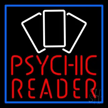 Red Psychic Reader With Cards Neon Sign
