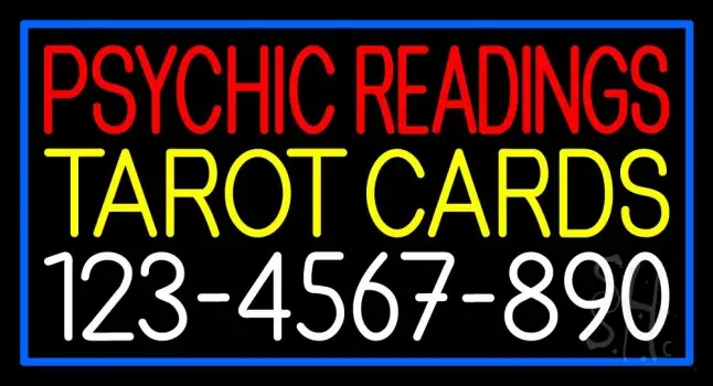Red Psychic Readings Yellow Tarot Cards And Phone Number Neon Sign
