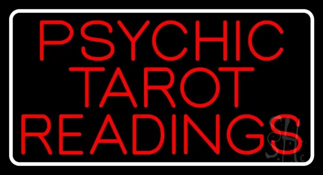 Red Psychic Tarot Readings Block With Border Neon Sign