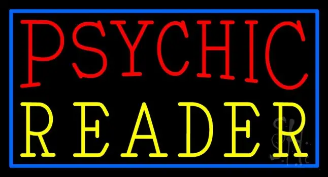 Red Psychic Yellow Reader With Border Neon Sign