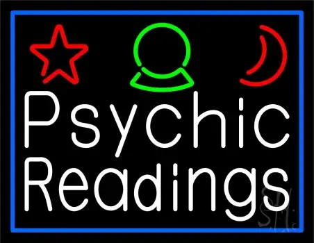 White Psychic Readings And Border Neon Sign