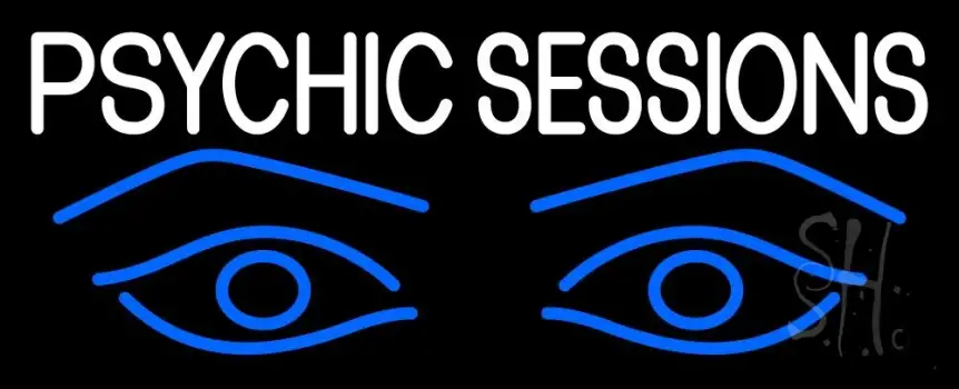 White Psychic Sessions With Blue Eye Neon Sign