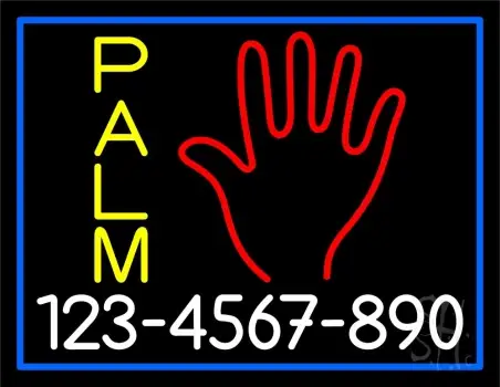 Yellow Palm White Number Neon Sign