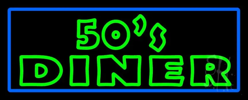 Blue Border Green 50s Diner Neon Sign