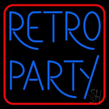 Red Border Blue Retro Party Neon Sign