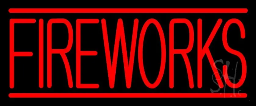 Red Fireworks Block Neon Sign